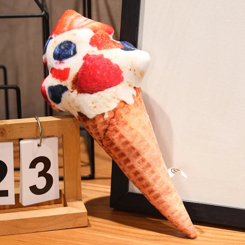 Simulation Ice Cream Plush Toy | Soft Stuffed Dessert Plushie Throw Pillow & Sofa Cushion Home Decor