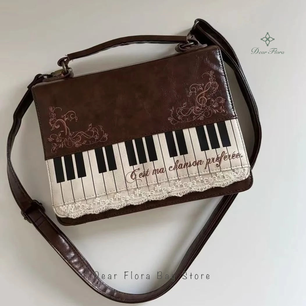 Vintage Piano Ita Bag – Y2K Aesthetic Crossbody & Shoulder Handbag for Women