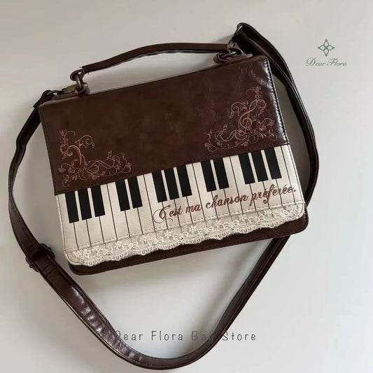 Vintage Piano Ita Bag – Y2K Aesthetic Crossbody & Shoulder Handbag for Women