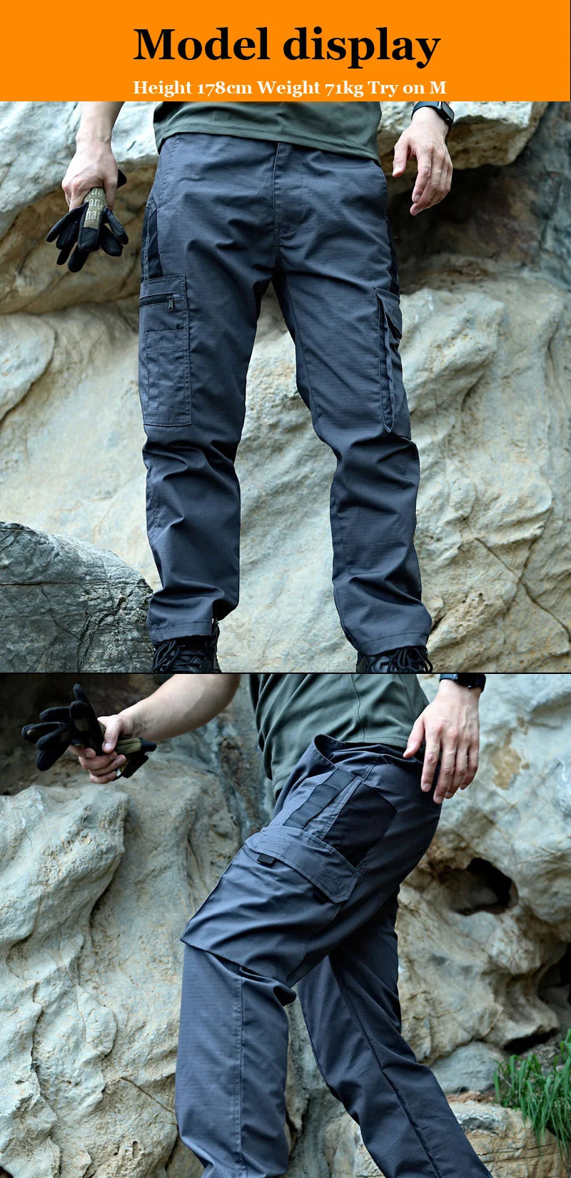 Men's Tactical Work Pants | Waterproof Multi-Pocket Cargo Trousers for Outdoor Hiking & Workwear