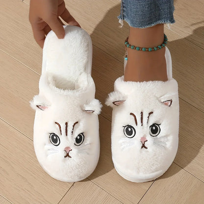 Plush Cat Slippers – Cozy Winter Indoor House Shoes with Non-Slip EVA Sole Men and Women