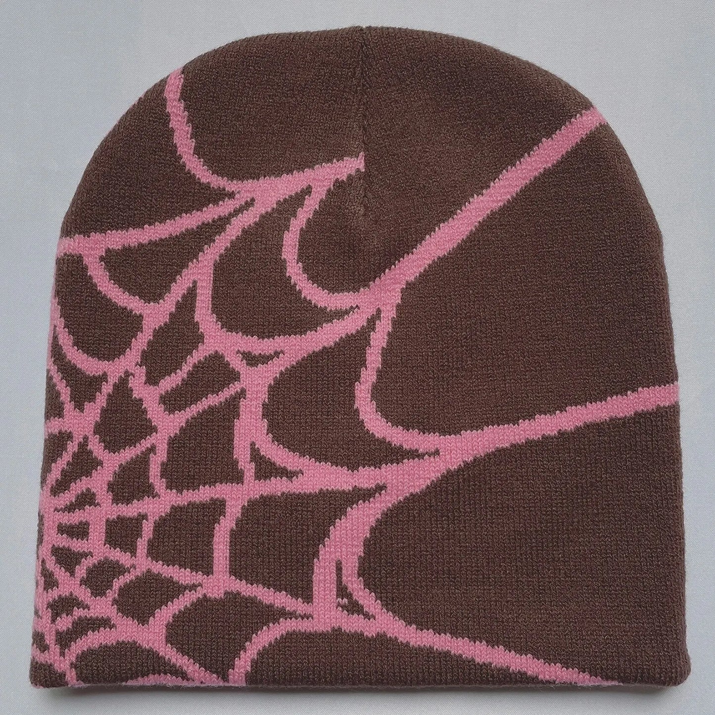 Y2K Spider Web Knit Beanie – Unisex Geometric Streetwear Hat for Outdoor & Everyday Wear