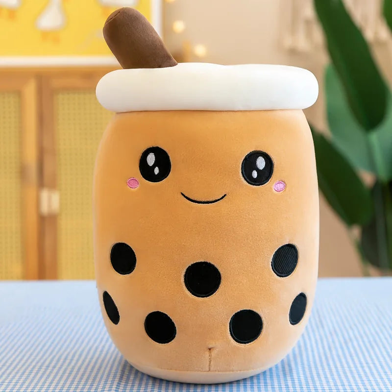 Cute Boba Bubble Tea Plush Toy | 24cm Soft Kawaii Milk Cup Plushie Gift for Kids & Adults