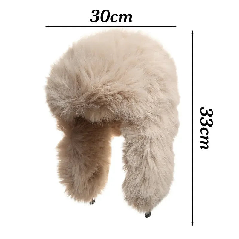 Unisex Faux Fur Bomber Hat – Warm Windproof Earflap Cap for Winter & Skiing - Unisex