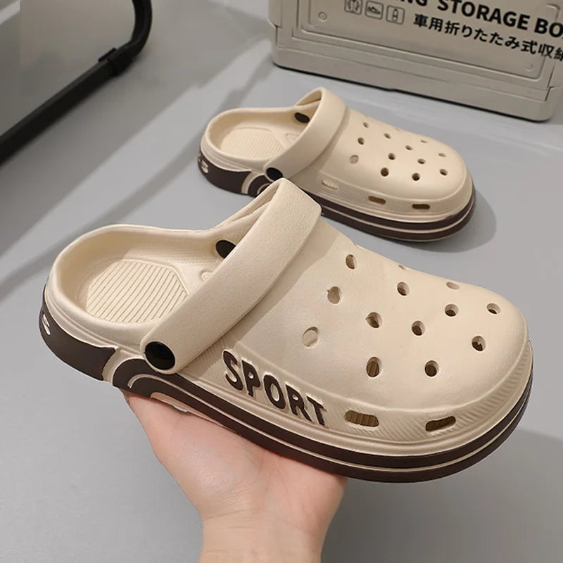 Women's Thick Sole Anti-Slip Two-Strap Sandals | Indoor & Outdoor Perforated Summer Shoes