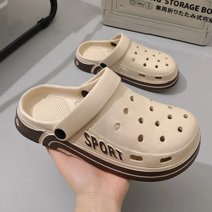 Women's Thick Sole Anti-Slip Two-Strap Sandals | Indoor & Outdoor Perforated Summer Shoes