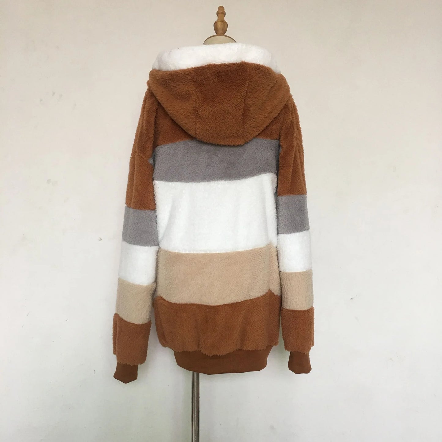 Women's Oversized Hooded Plush Jacket – Warm Zip-Up Streetwear Coat | S–5XL, 9 Colors