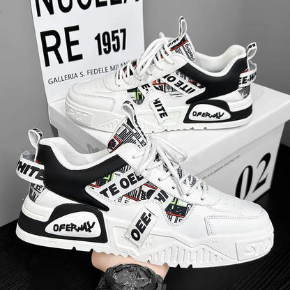 Breathable Lace Up Leather Casual Sneakers for Men