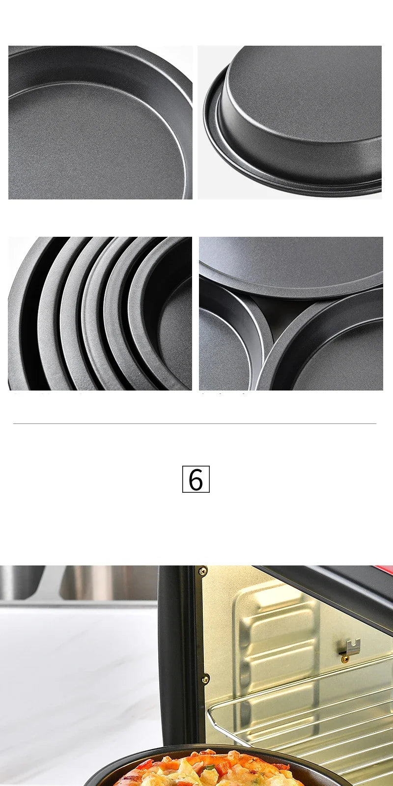 Non-Stick Carbon Steel Pizza Pan | 6–10 inch Black Baking Pan for Oven, Microwave & Chip Tray