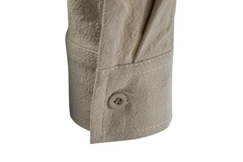King Billion Men's Cotton Linen Shirt – Casual Long Sleeve V-Neck | S–XXXL