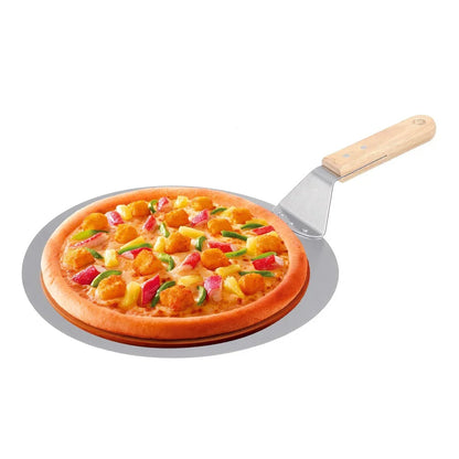 Stainless Steel Pizza Shovel with Wood Handle | 10–12 inch Anti-Scald Round Pizza Peel & Bakeware