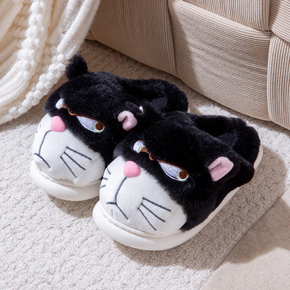 Cartoon Embroidered Plush Slippers – Women's Cozy Indoor House Shoes
