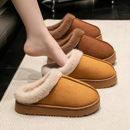 Fluffy Faux Suede Indoor Slippers – Thick EVA Sole Anti-Slip Unisex House Shoes Men and Women