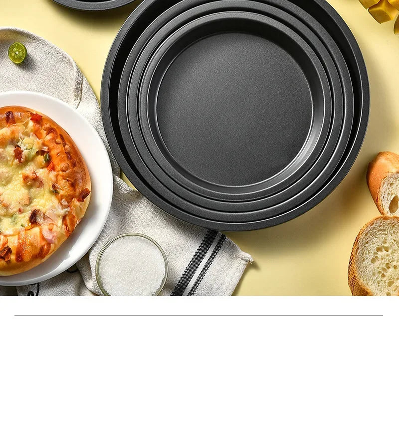 Non-Stick Carbon Steel Pizza Pan | 6–10 inch Black Baking Pan for Oven, Microwave & Chip Tray