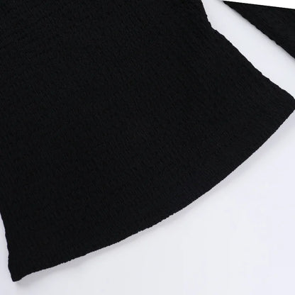 Women's Goth Dark Punk Fishnet Patchwork Off-Shoulder T-Shirt | Halter Crop Top Mall Gothic Streetwear