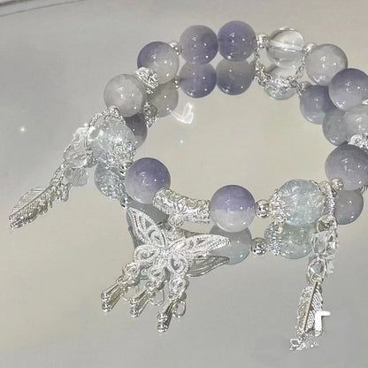 Women's Crystal Beads Bracelet | Korean Flower, Fox & Feather Tassel Friendship Jewelry Gift