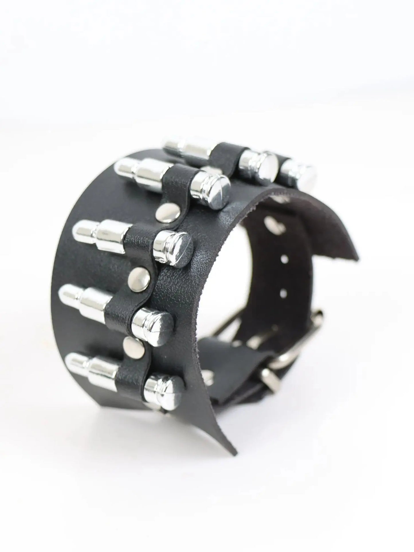 Men's Vintage Gothic Leather Wristband | Adjustable Punk Cuff Bracelet with Concealed Buckle