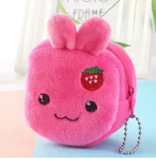 Plush Cartoon Animal Coin Purse with Zipper