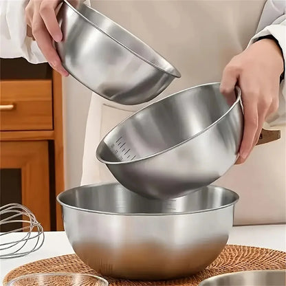 Stainless Steel Mixing Bowl Set with Measurement Scale