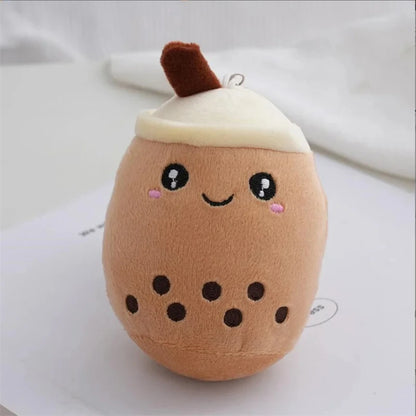 Bubble Tea Boba Plush Toy | Soft Stuffed Milk Cup Plushie Pillow & Keychain Pendant for Kids