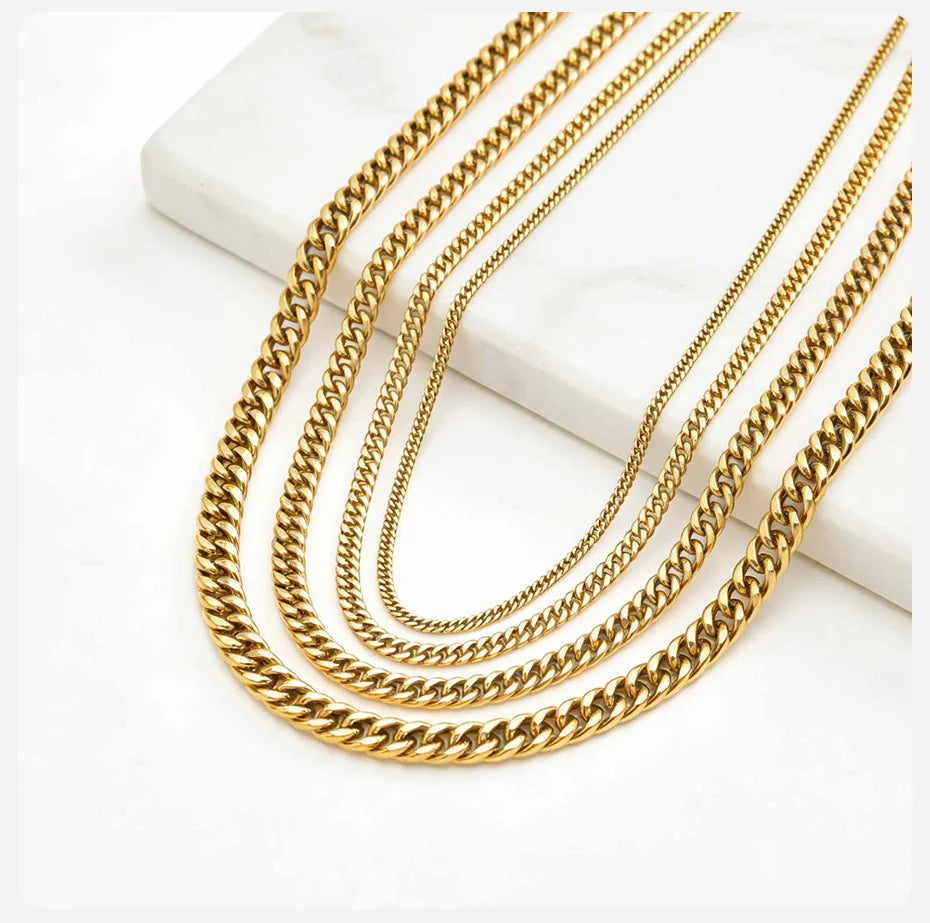 Men's Stainless Steel Cuban Link Chain Necklace Waterproof