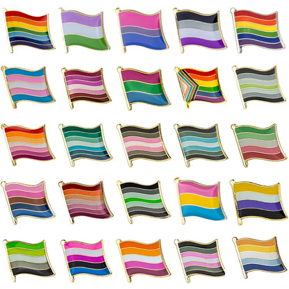 Pride Flag Enamel Lapel Pin – Rainbow & Progress Badge Brooch