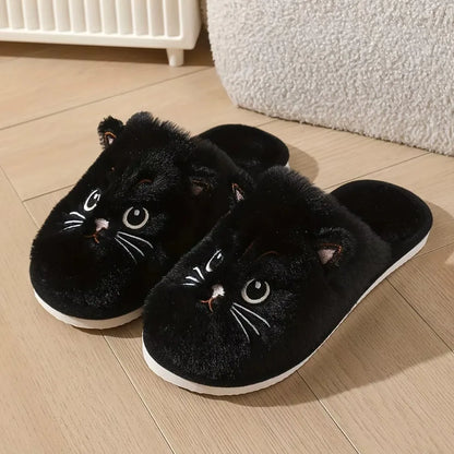 Plush Cat Slippers – Cozy Winter Indoor House Shoes with Non-Slip EVA Sole Men and Women