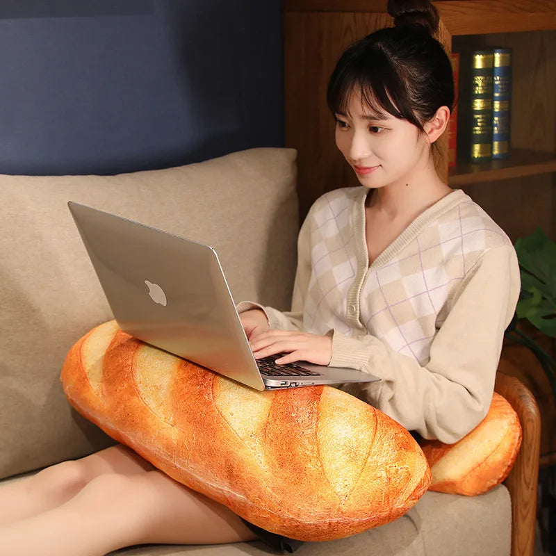 French Bread Plush Pillow | Stuffed Food Plushie Sleeping Companion & Party Prop