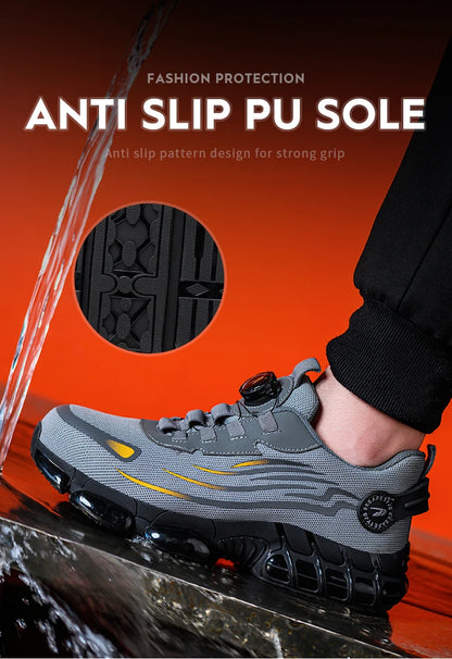 Steel Toe Safety Shoes for Men Lace Free Breathable