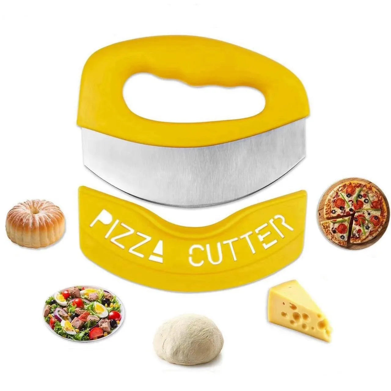 Stainless Steel Semi-Circle Pizza Cutter | Multi-Functional Mezzaluna Blade for Pizza & Pastry
