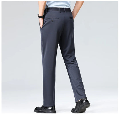 Men's Smart Casual Dress Pants – Elastic Waist Suit Trousers, Straight Fit | Sizes 29–42