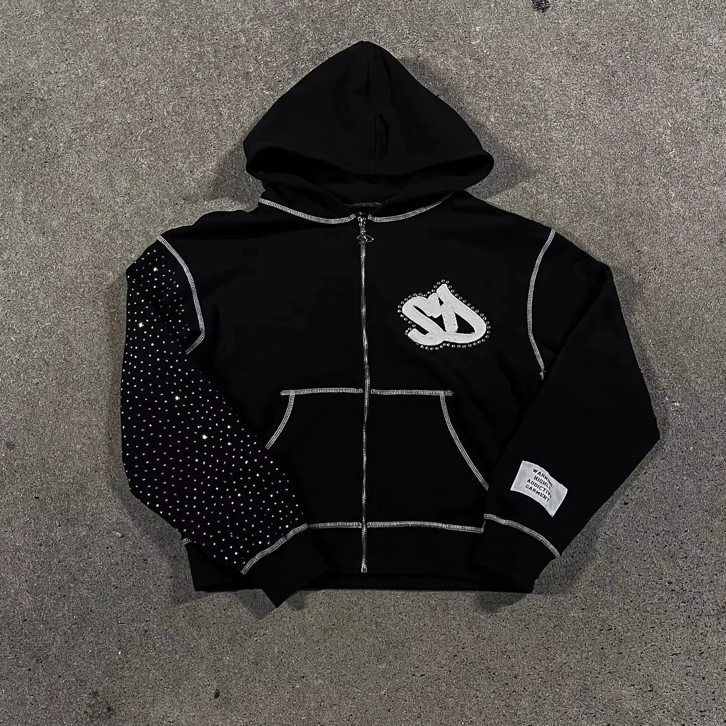 Y2K Punk Rock Zip-Up Hoodie – Harajuku Grunge Loose Fleece Sweatshirt