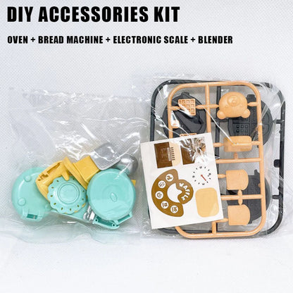 DIY Dollhouse Bear Biscuits Kitchen Set | 1/12 Miniature Toaster, Mixer & Scale Toy for Girls