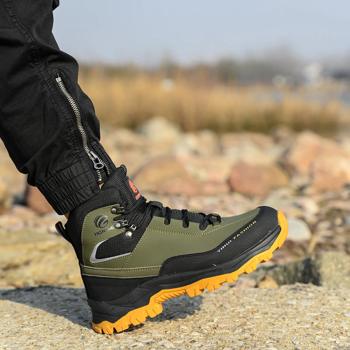 Steel Toe Cap Leather Work Safety Boots for Men
