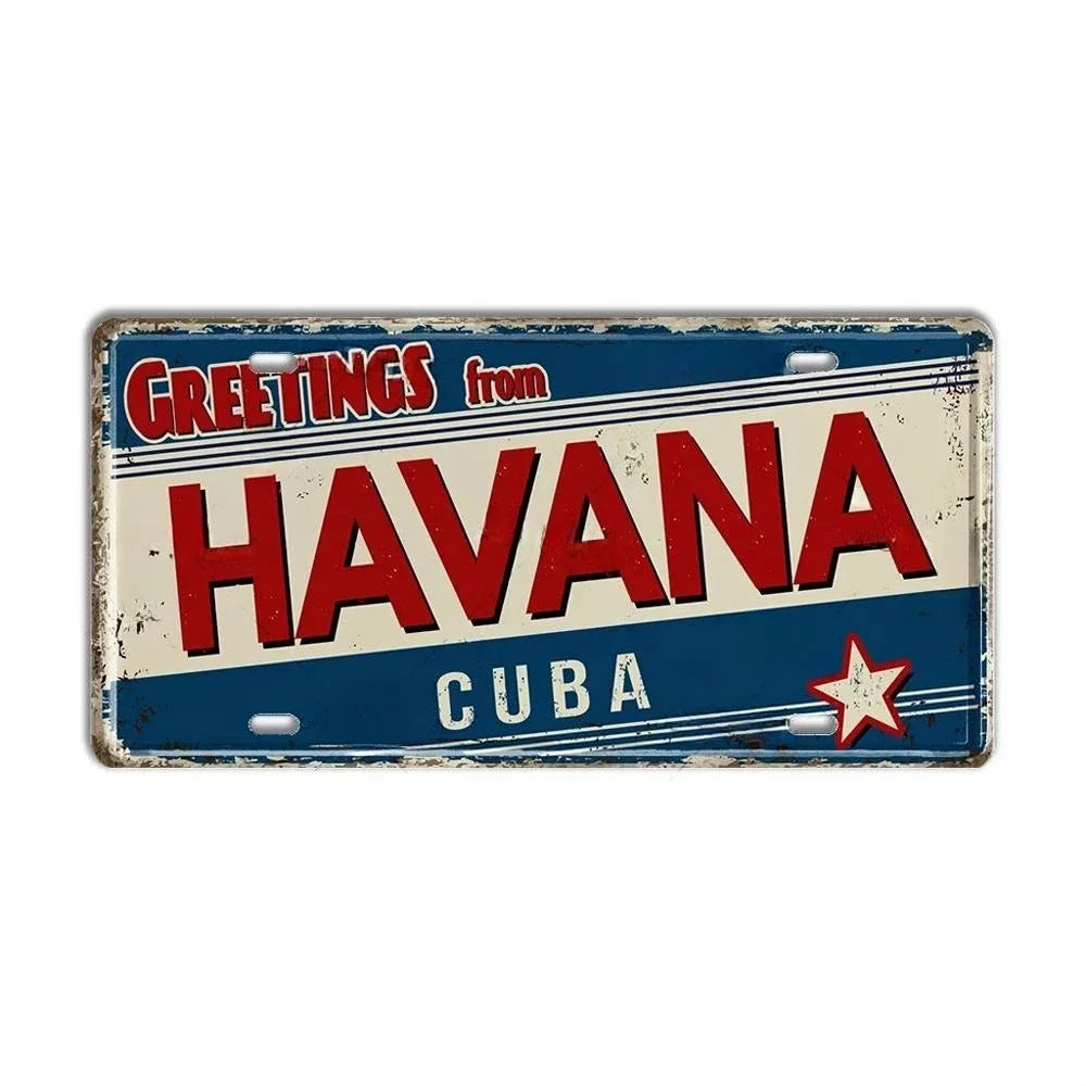 Caribbean Destination Metal Sign – Vintage Aluminum Wall Decor (30x15cm)
