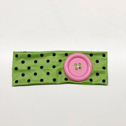 Vintage Polka Dot Button Headband for Women