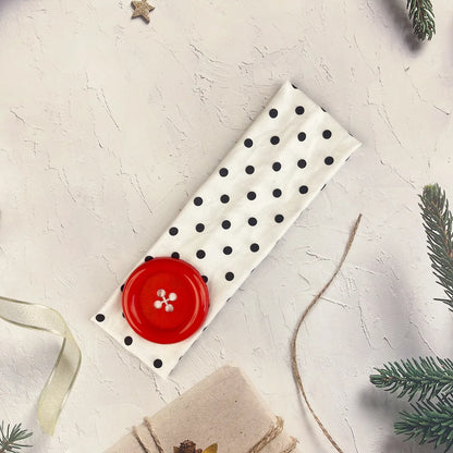 Vintage Polka Dot Button Headband for Women