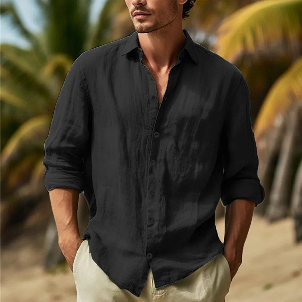 Men's Cotton Linen Casual Shirt – Lightweight Breathable Button-Down | S–3XL, 6 Colors