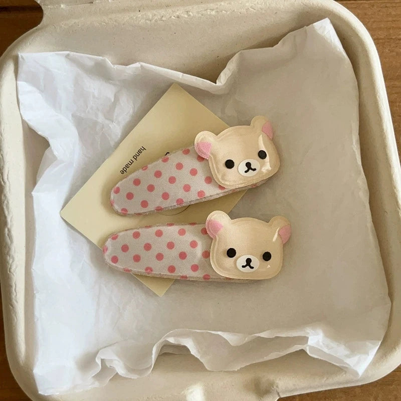 Women's Kawaii Rilakkuma Bear Hair Clip | Cute Wave Point BB Hairpin Birthday Gift