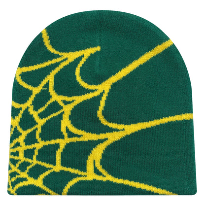 Y2K Spider Web Knit Beanie – Unisex Geometric Streetwear Hat for Outdoor & Everyday Wear
