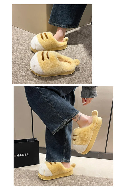 3D Cat Claw Slippers – Cozy Winter Indoor Shoes for Women