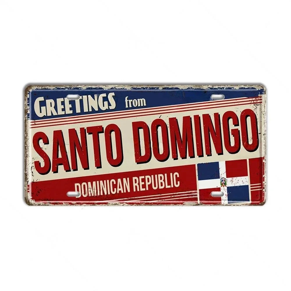 Caribbean Destination Metal Sign – Vintage Aluminum Wall Decor (30x15cm)
