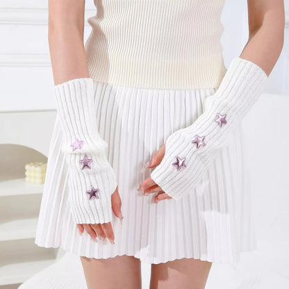Star Fingerless Gloves – Knit Accessory Gloves for Women