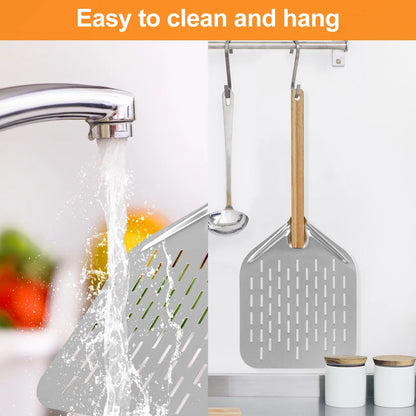 Metal Pizza Peel with Wood Handle | 6.5–12 inch Non-Stick Pizza Shovel & Cake Lifter for Home Baking