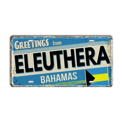 Caribbean Destination Metal Sign – Vintage Aluminum Wall Decor (30x15cm)