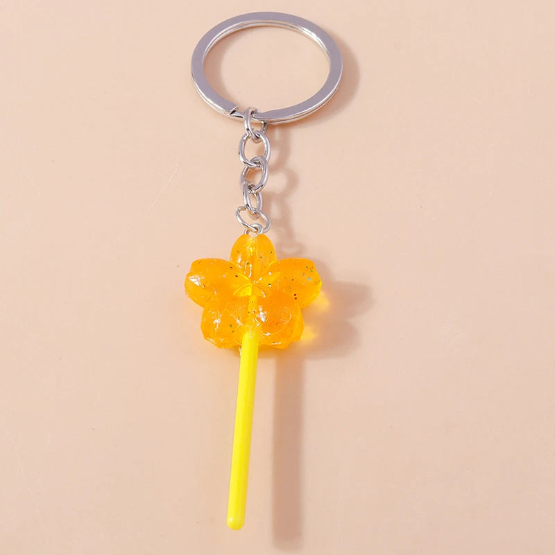 3D Simulation Food Keychain – Cute Resin Lollipop, Donut & Snack Key Ring Charms