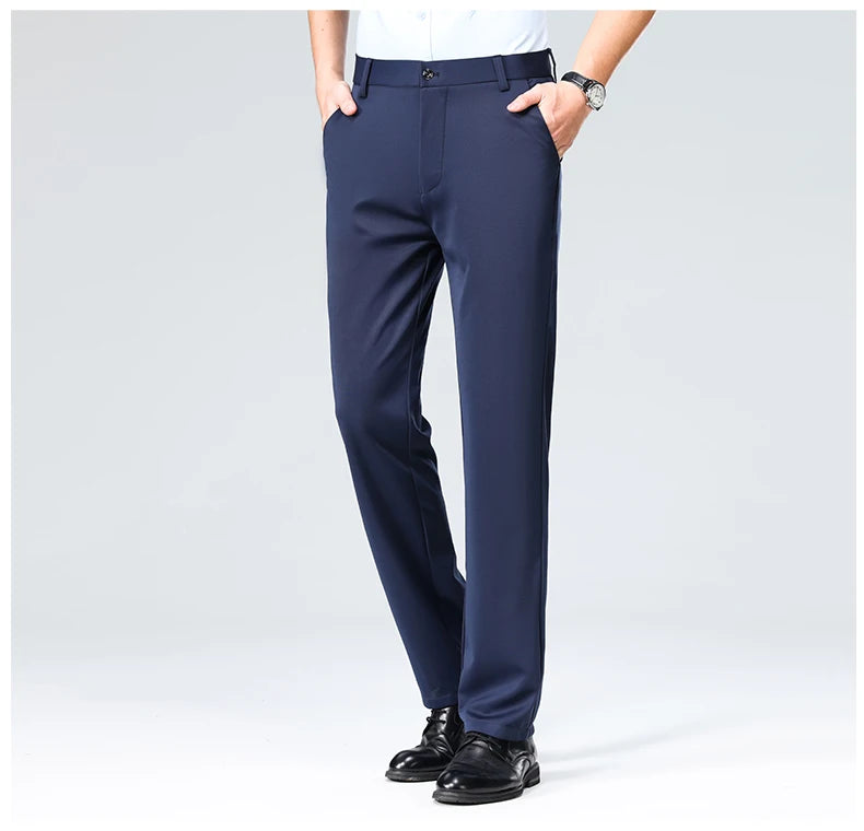 Men's Smart Casual Dress Pants – Elastic Waist Suit Trousers, Straight Fit | Sizes 29–42