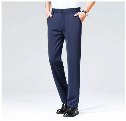 Men's Smart Casual Dress Pants – Elastic Waist Suit Trousers, Straight Fit | Sizes 29–42