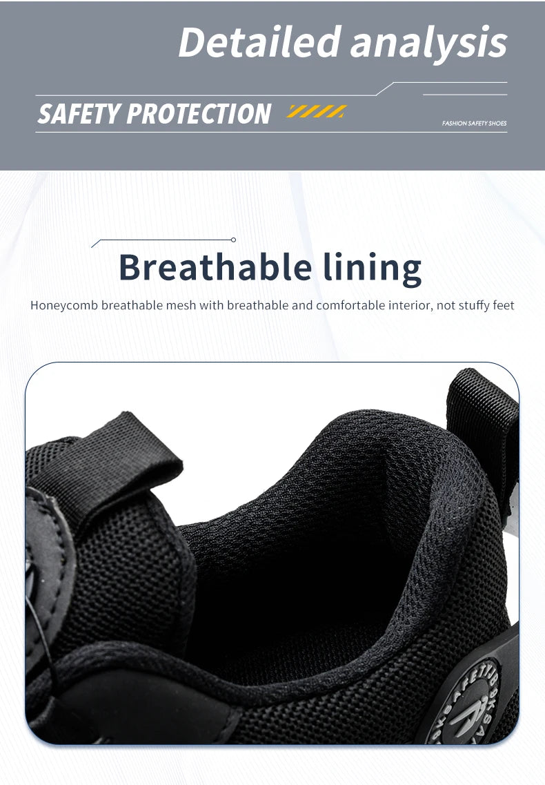 Steel Toe Safety Shoes for Men Lace Free Breathable