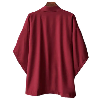 Men's Japanese Kimono Cardigan Shirt – Open Stitch Yukata, 3/4 Sleeve | XS–XXXL